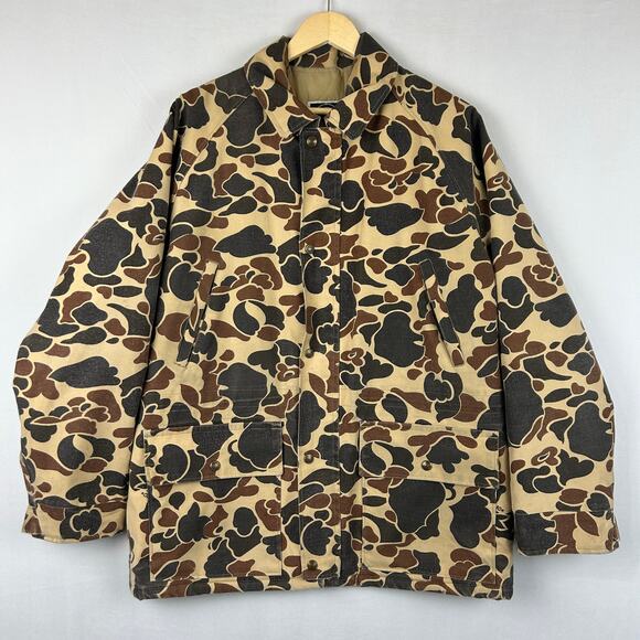 10x Duck Hunter Frogskin Camo Puffer Gore-Tex GTX Jacket Vintage 80s Mens Size M - Picture 1 of 11